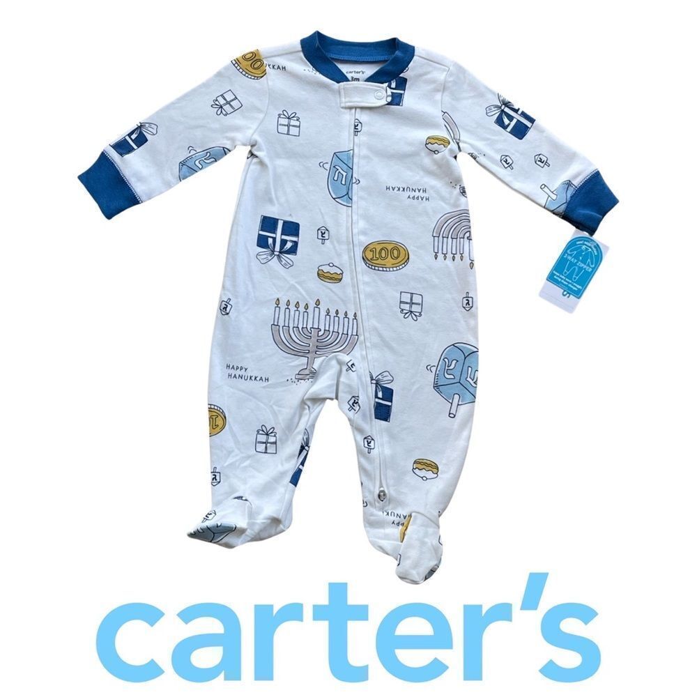 Carter’s Baby Boys & Baby Girls Hanukkah 2 Way Zip Sleep & Play Size 3 Month NWT